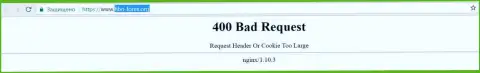 Официальный web-сайт forex дилера Фибо-форекс Орг некоторое количество суток заблокирован и показывает - 400 Bad Request
