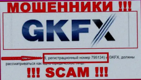Регистрационный номер мошенников глобальной сети internet конторы GKFXECN - 795134