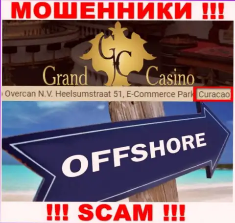 С конторой Grand-Casino Com связываться НЕ СОВЕТУЕМ - прячутся в офшоре на территории - Кюрасао