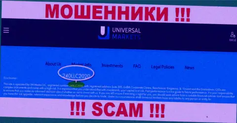 Universal Markets кидалы сети !!! Их номер регистрации: 240LLC2020