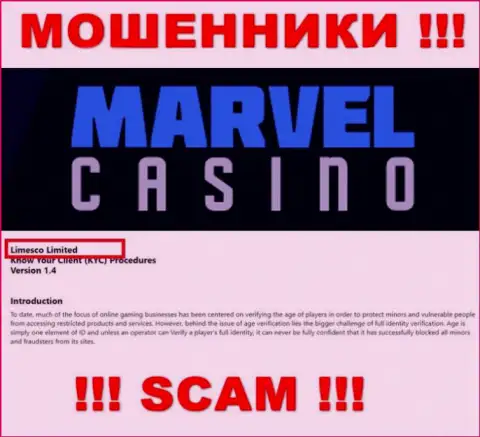 Юр лицом, владеющим интернет-мошенниками MarvelCasino Games, является Limesco Limited