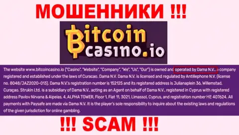 Контора Bitcoin Casino находится под крышей организации Dama N.V.