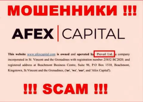 Преваил Лтд владеющее организацией Afex Capital