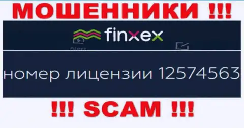 Finxex Com прячут свою жульническую суть, показывая на своем web-ресурсе номер лицензии на осуществление деятельности