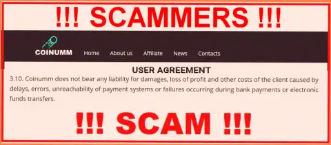 Coinumm scammers aren't liable for client losses