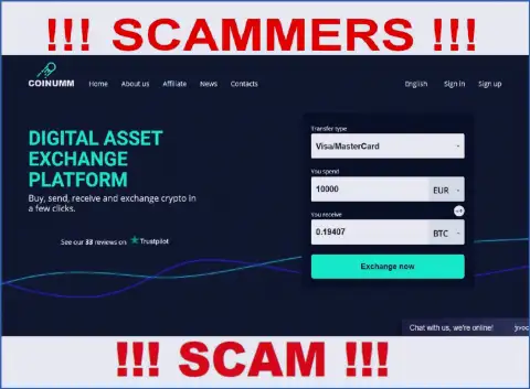 Coinumm Com fraudsters home page