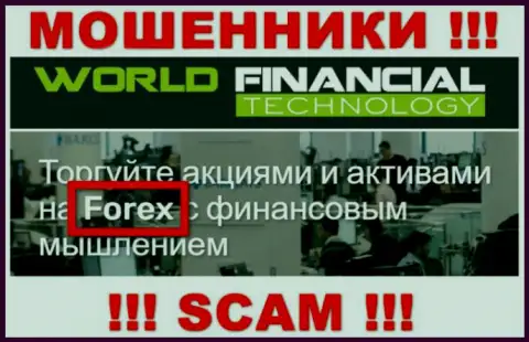 WorldFinancial Technology - это обманщики, их работа - ФОРЕКС, направлена на присваивание вложенных денежных средств доверчивых клиентов
