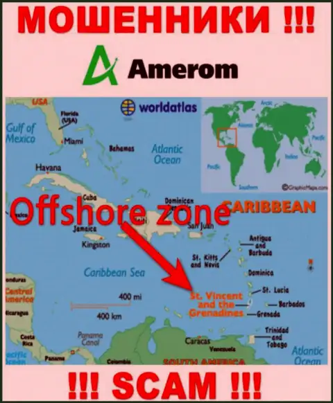 Компания Amerom De зарегистрирована довольно-таки далеко от своих клиентов на территории Saint Vincent and the Grenadines