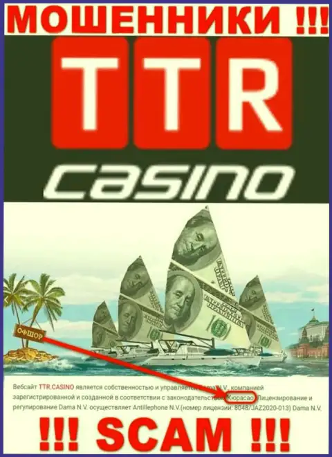 Curacao это юридическое место регистрации компании TTR Casino