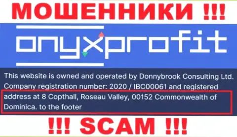 8 Copthall, Roseau Valley, 00152 Commonwealth of Dominica это офшорный адрес OnyxProfit Pro, оттуда ОБМАНЩИКИ грабят клиентов