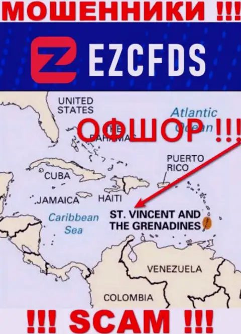 St. Vincent and the Grenadines - офшорное место регистрации жуликов EZCFDS Com, предоставленное у них на сайте