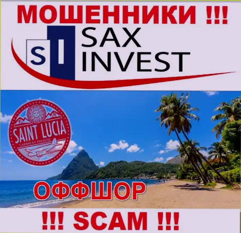 Т.к. Сакс Инвест имеют регистрацию на территории Saint Lucia, прикарманенные вложенные денежные средства от них не вернуть