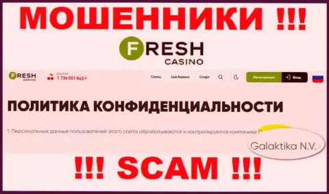 Юридическое лицо мошенников Fresh Casino - это GALAKTIKA N.V