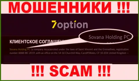 Сведения про юридическое лицо интернет мошенников 7 Option - Sovana Holding PC, не обезопасит Вас от их загребущих лап