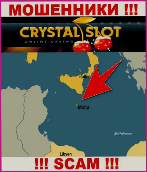 Malta - именно здесь, в оффшоре, базируются интернет воры CrystalSlot
