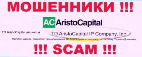 Юр лицо интернет мошенников AristoCapital - это TD AristoCapital IP Company, Inc, информация с сайта мошенников