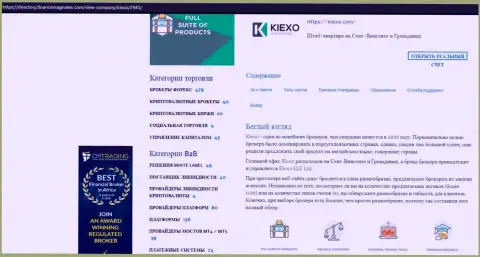 Обзор об условиях для совершения торговых сделок ФОРЕКС организации KIEXO, расположенный на сайте директори финансмагнатес Ком