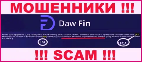 Организация DawFin Net незаконно действующая, и регулятор у нее точно такой же махинатор