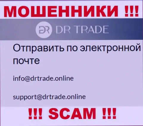 Не пишите сообщение на е-майл мошенников DRTrade Online, размещенный на их онлайн-сервисе в разделе контактной информации - это слишком рискованно
