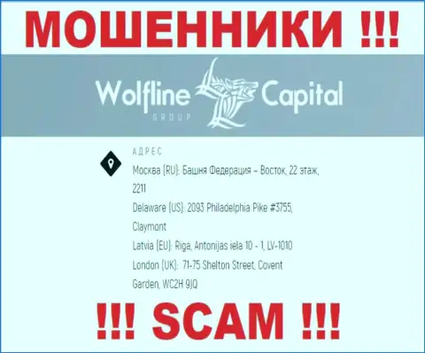 Будьте очень бдительны ! На сайте ворюг Wolfline Capital фейковая инфа об юридическом адресе организации